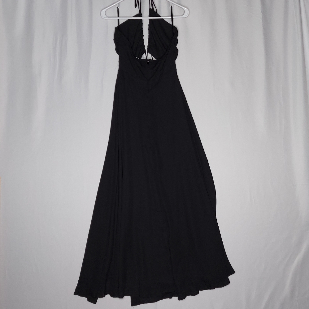 Rnwy Dress 4 S‎ Women Black Halter Cutout Maxi Sheath Evening Party Runway Prom
